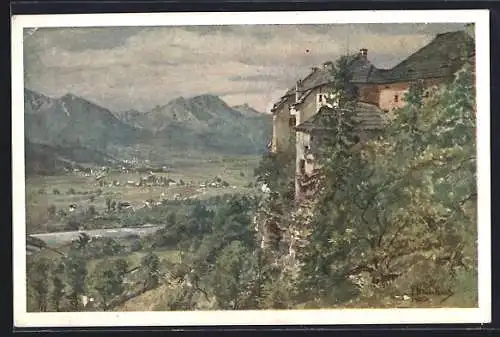 Künstler-AK Eduard Manhart: Hollenburg im Rosental