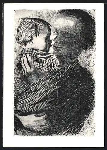 Künstler-AK Käthe Kollwitz: Mutter mit Kind auf dem Arm von 1916