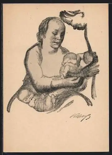 Künstler-AK Käthe Kollwitz: Mütter gebt von Eurem Überfluss, Plakat 1926