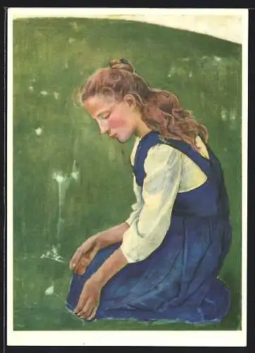 Künstler-AK Ferdinand Hodler: Knieendes Mädchen