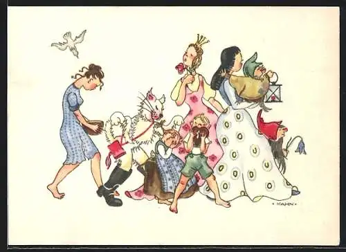 Künstler-AK Hahn: Märchen Der gestiefelte Kater