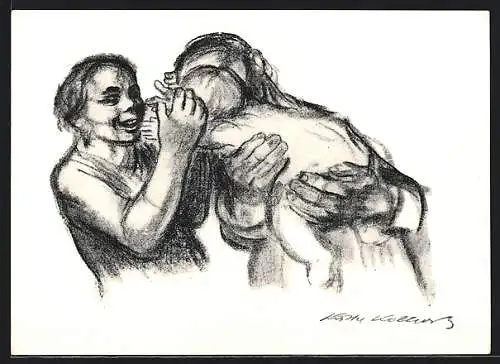 Künstler-AK Käthe Kollwitz: Familie, 1934