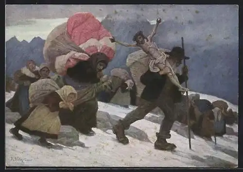 Künstler-AK Thomas Walch: Die Heimatlosen, Flüchtlinge