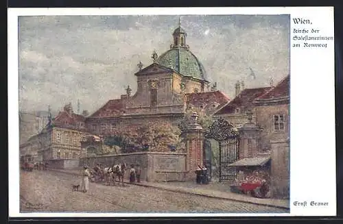Künstler-AK Marie Flatscher (M.FL.): Wien, Kirche der Salesianerinnen am Rennweg