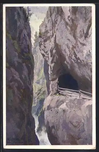 Künstler-AK Franz Jung-Ilsenheim: Rauris-Kitzloch, Kitzlochklamm
