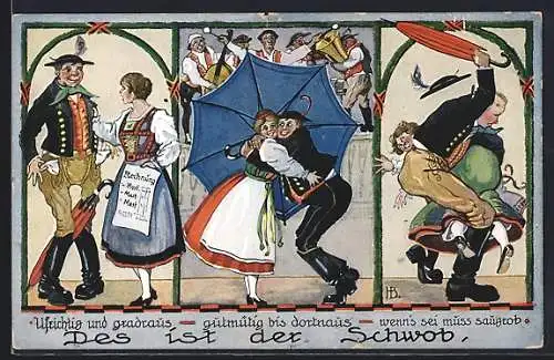 Künstler-AK Hans Boettcher: Des ist der Schwob, Darstellungen vom Verhalten eines Schwaben