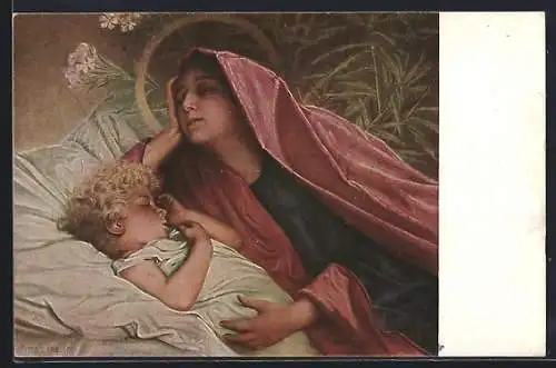 Künstler-AK Arno von Riesen: Maria mit dem Jesuskind