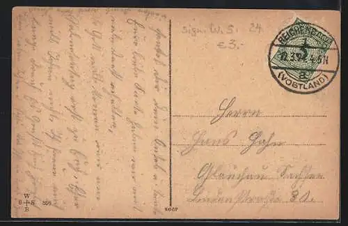 Künstler-AK Willi Scheuermann: Expressbote mit Geschenke-Schubkarre, Geburtstagsgruss