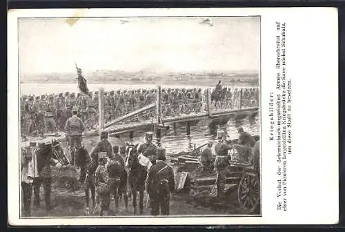 Künstler-AK Die Vorhut der österreichisch-ungarischen Armee überschreitet die Save