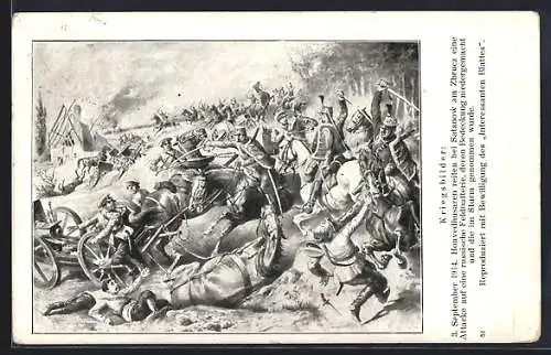 Künstler-AK Schlacht bei Satanow am Zbrucz 1914