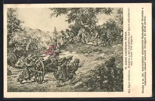 Künstler-AK 14. Szamu csatakepes kartya