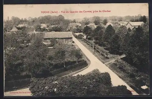 AK Pouan, Vue du Quartier des Corvées, prise du Clocher