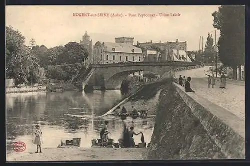 AK Nogent-sur-Seine, Pont Peyronnet et Usine Leloir