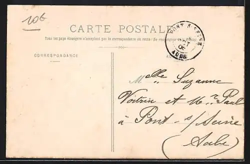 AK Nogent-sur-Seine, Vues du village avec fleurs et message Je vous envoie des fleurs