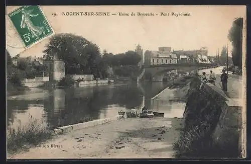 AK Nogent-sur-Seine, Usine de Brosserie et Pont Peyronnet