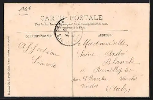 AK Lusigny, Route Nationale et maisons bordées d`arbres