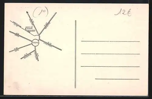 AK Pont-Sainte-Marie, Intérieur rustique de l`hostellerie avec cheminée et tables dressées