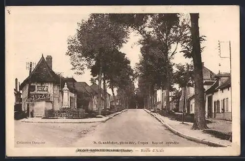 AK Pont-Sainte-Marie, Route d`Aix avec maisons et arbres alignés