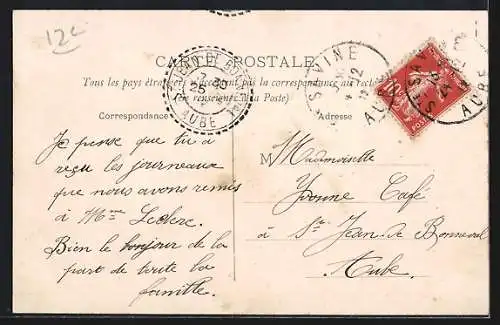 AK Torvilliers, Route de Prugny avec bâtiments résidentiels et arbre imposant