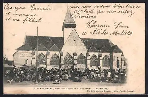 AK Troyes, L`Église de Sainte-Savine, Le Marché