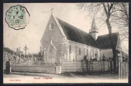 AK Payns, L`Église avec son cimetière et clôture en fer forgé