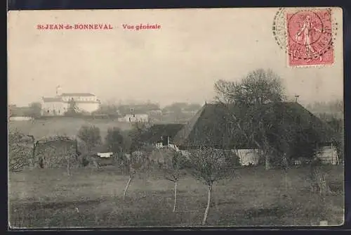 AK Saint-Jean-de-Bonneval, Vue générale du village et des champs environnants