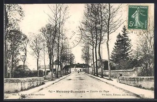 AK Maisons-Blanches, Entrée du Pays avec route bordée d`arbres