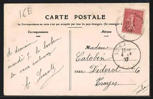 AK Sainte-Savine, L`Hôtel des Postes, le Marché, l`Église
