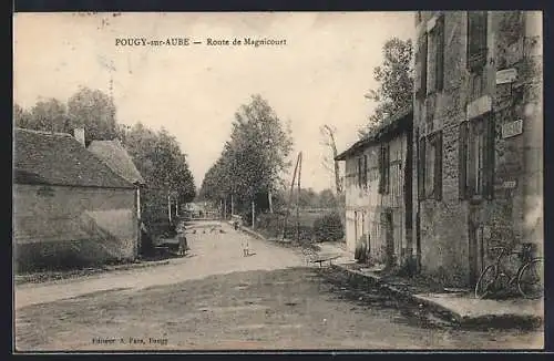 AK Pougy-sur-Aube, Route de Magnecourt