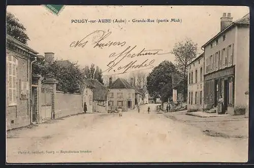 AK Pougy-sur-Aube, Grande-Rue, partie Midi, et maisons environnantes