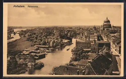 AK Potsdam, Panorama mit Strassenpartie
