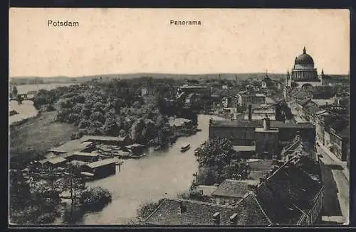 AK Potsdam, Panorama mit Dom und Spreebrücken