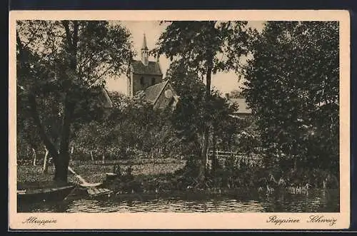 AK Altruppin /Ruppiner Schweiz, Uferpartie mit Kirche