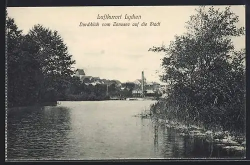 AK Lychen, Durchblick vom Zenssee auf die Stadt