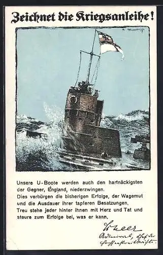 AK Zeichnet die Kriegsanleihe!, Unsere U-Boote werden auch den hartnäckigsten der Gegner...