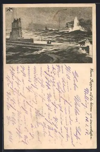 AK Reklame für Knorr-Suppen, deutsches U-Boot