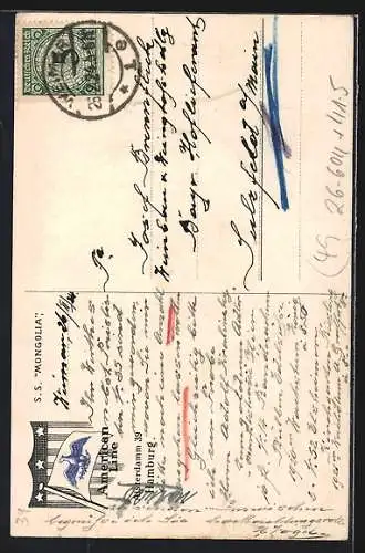 Künstler-AK Passagierschiff SS Mongolia der American Line
