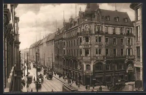 AK Berlin, Leipzigerstrasse mit Strassenbahn