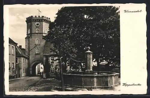 AK Wunsiedel, Koppetentor mit Brunnen und Uhr