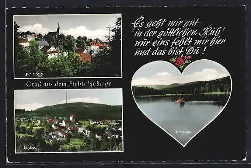 AK Neubau /Fichtelgebirge, Teilansicht, Fichtelberg, Fichtelsee