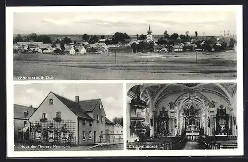 AK Konnersreuth, Haus der Therese Neumann, Kircheninneres, Totale