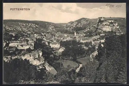 AK Pottenstein, Teilansicht mit Bergen