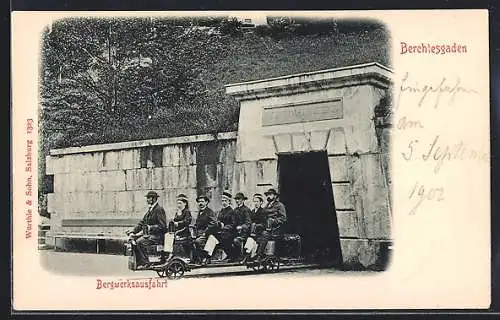 AK Berchtesgaden, Personen an der Bergwerksausfahrt