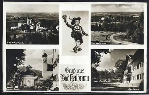 AK Bad Heilbrunn, Kurhaus, Amalien Quelle, Ortsansicht aus der Vogelschau