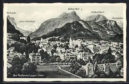 AK Bad Reichenhall, Ortsansicht mit Müllner Horn, Sonntagshorn, Lofener Steinberge
