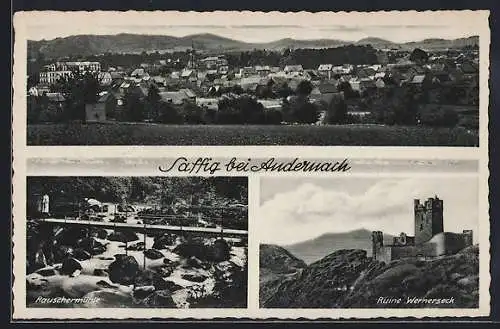 AK Saffig bei Audernach, Ruine Wernerseck, Rauschmühle