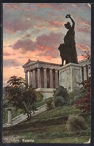 Künstler-AK Richard Wagner: München, Partie mit Bavaria