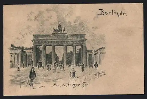 Künstler-AK Carl Jander: Berlin, Brandenburger Tor
