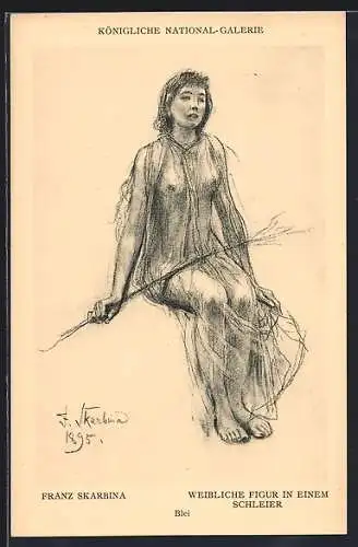 Künstler-AK Franz Skarbina: Weibliche Figur in einem Schleier
