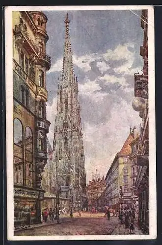 Künstler-AK Erwin Pendl: Wien, Blick auf die Stephanskirche